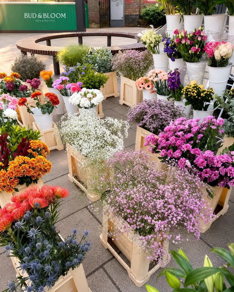 Ready-made flower arrangements at a South West London florist